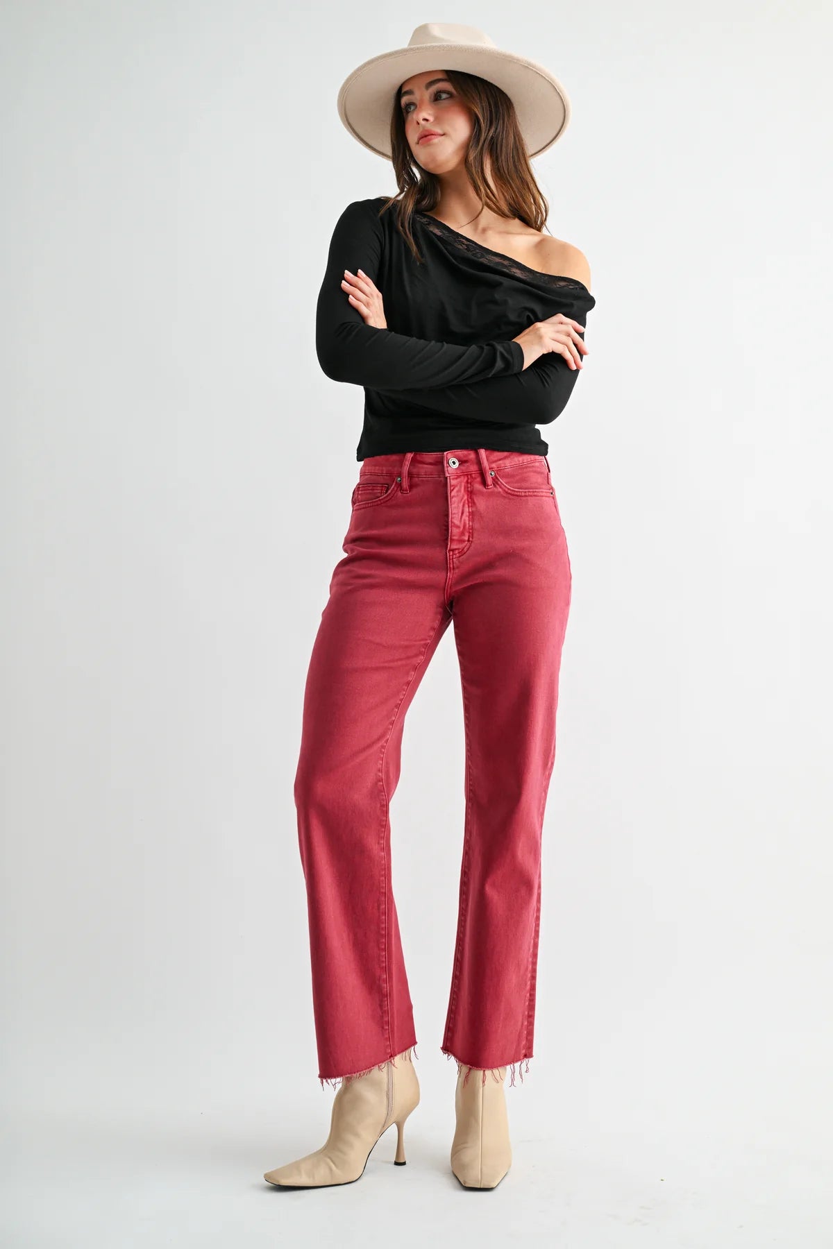 High Rise Straight Ankle Buccaneer Jeans