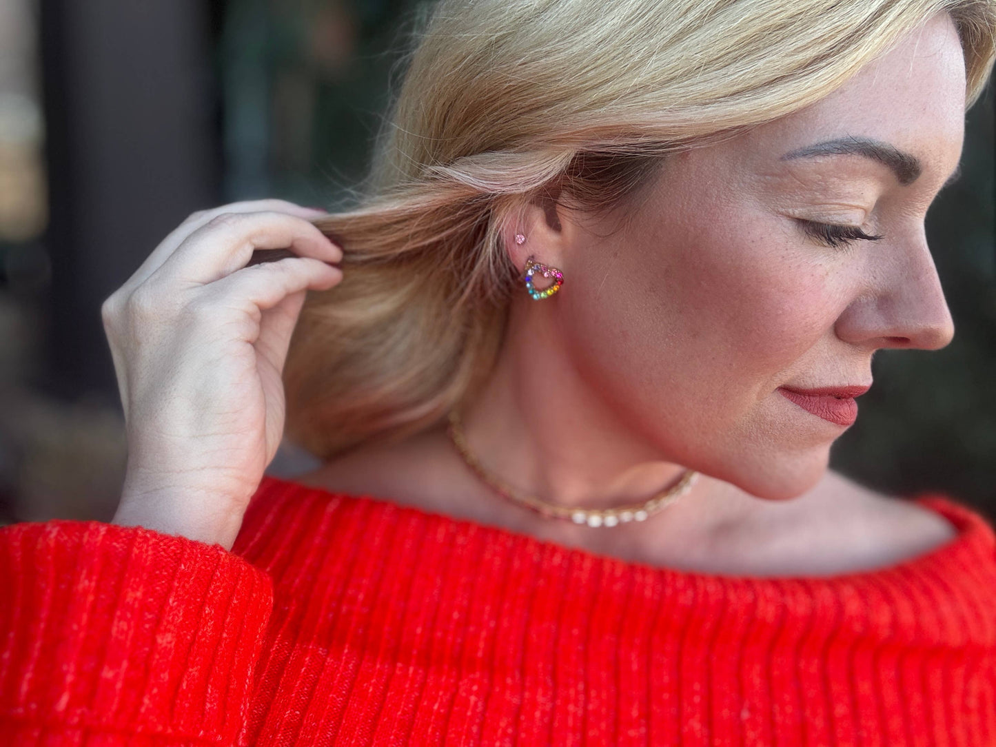 Mae Heart Colorful Stud Earrings