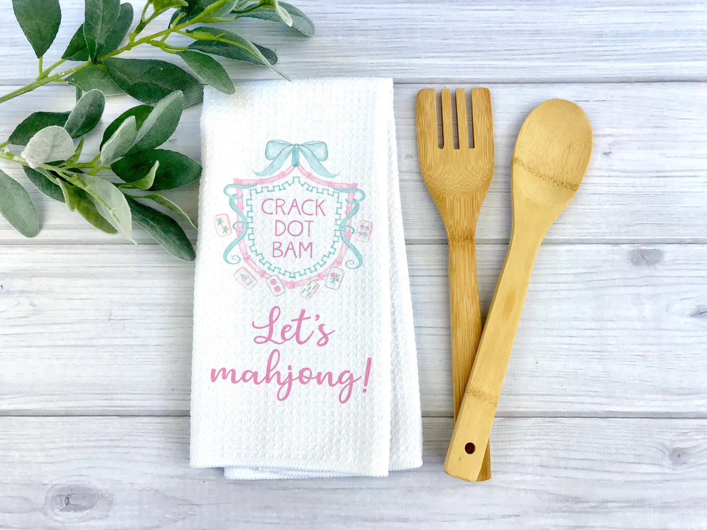 Mahjong Kitchen Towel Mah jongg Tile Game Decor Hostess Gift