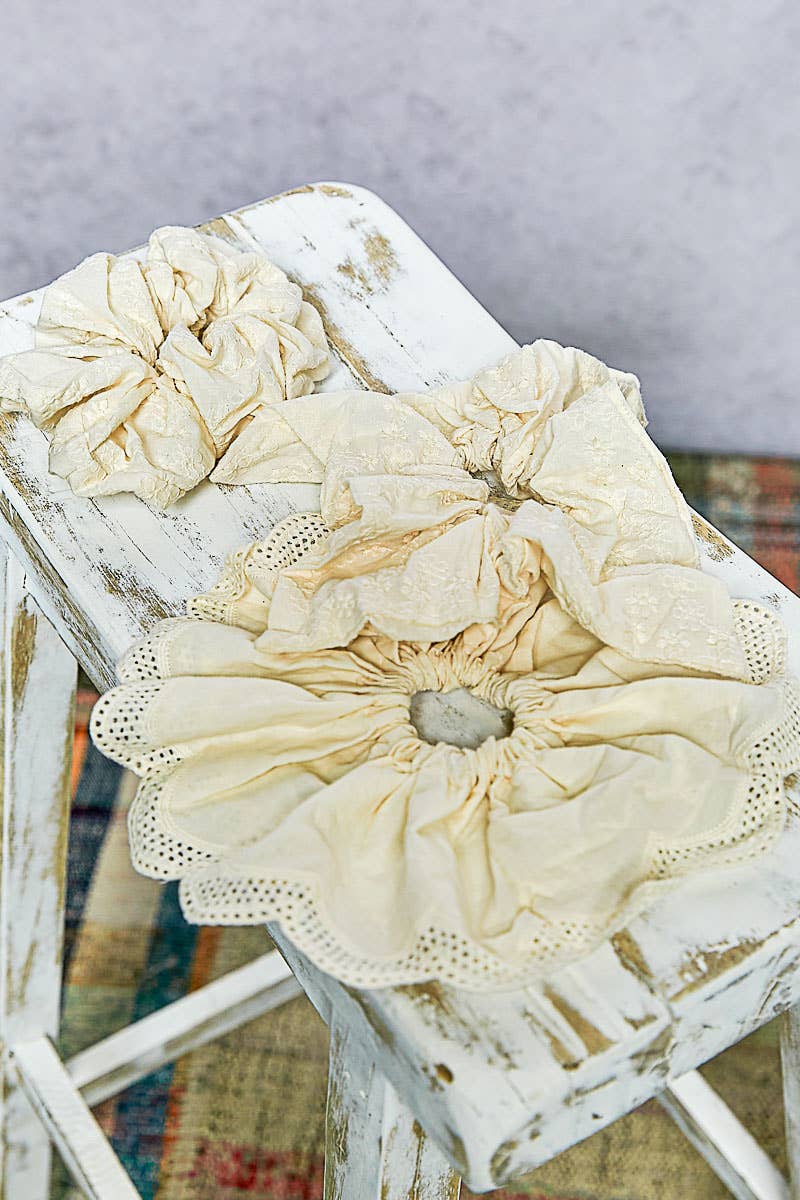 Embroidered Scrunchies Hair Ties