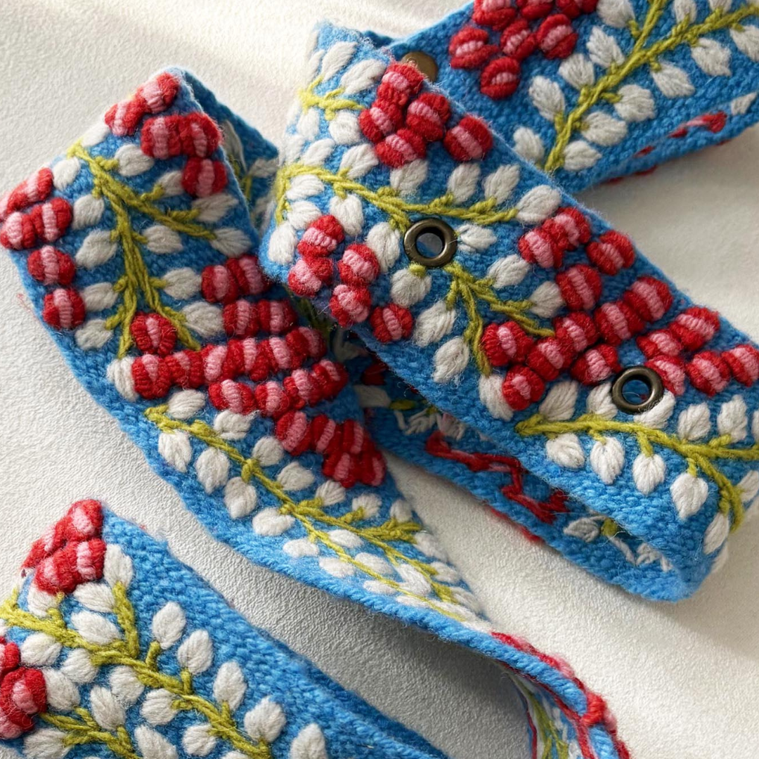 Jenny Krauss Berries on Vine Embroidered Wool Belt