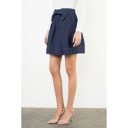 Bow Front A-Line Denim Skirt