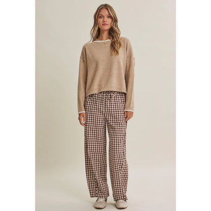 Easy Day Relaxed Gingham Cotton Barrel Leg Pants