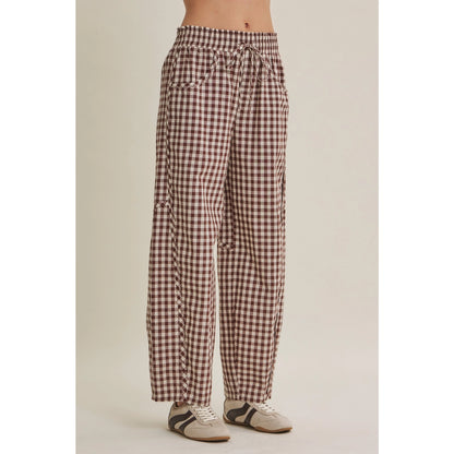 Easy Day Relaxed Gingham Cotton Barrel Leg Pants