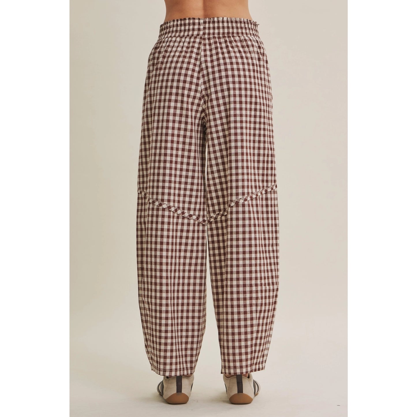 Easy Day Relaxed Gingham Cotton Barrel Leg Pants