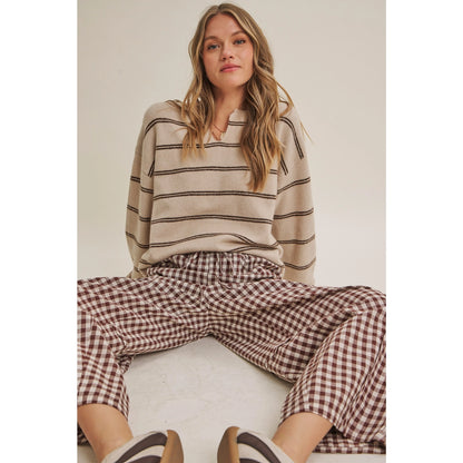 Easy Day Relaxed Gingham Cotton Barrel Leg Pants