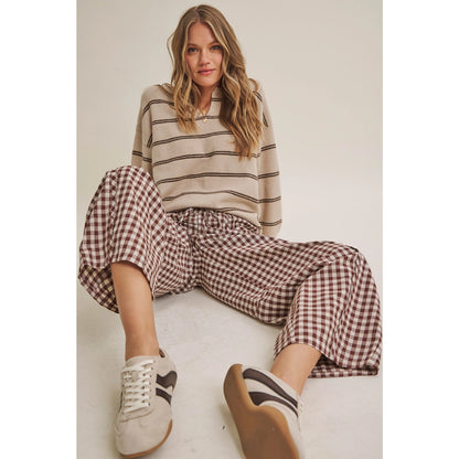 Easy Day Relaxed Gingham Cotton Barrel Leg Pants