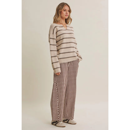 Easy Day Relaxed Gingham Cotton Barrel Leg Pants