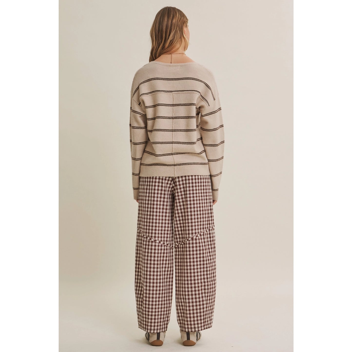 Easy Day Relaxed Gingham Cotton Barrel Leg Pants