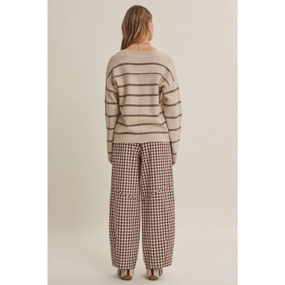 Easy Day Relaxed Gingham Cotton Barrel Leg Pants