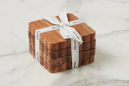 Scalloped Square Wood Coasters