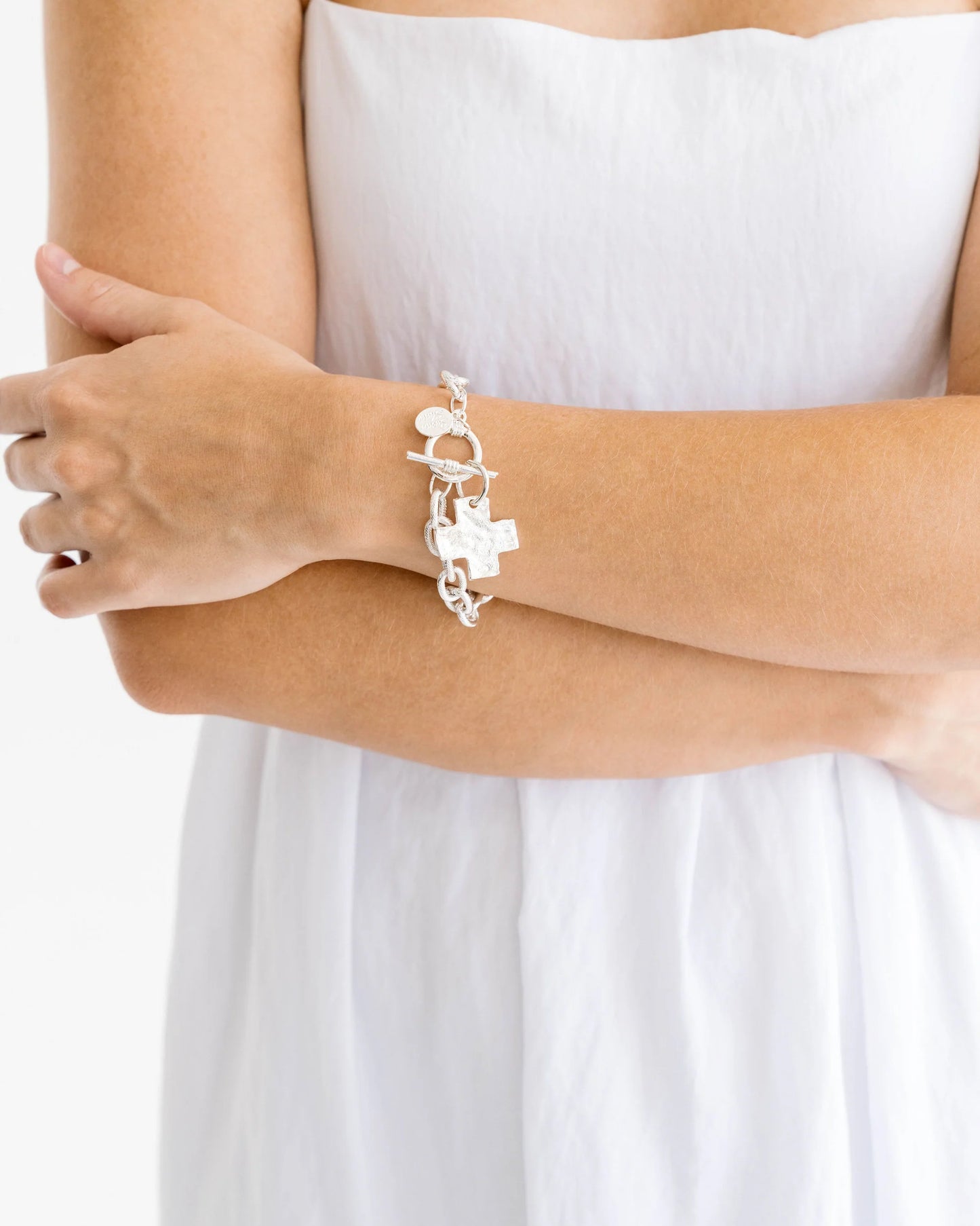 Susan Shaw Silver Cross Toggle Bracelet