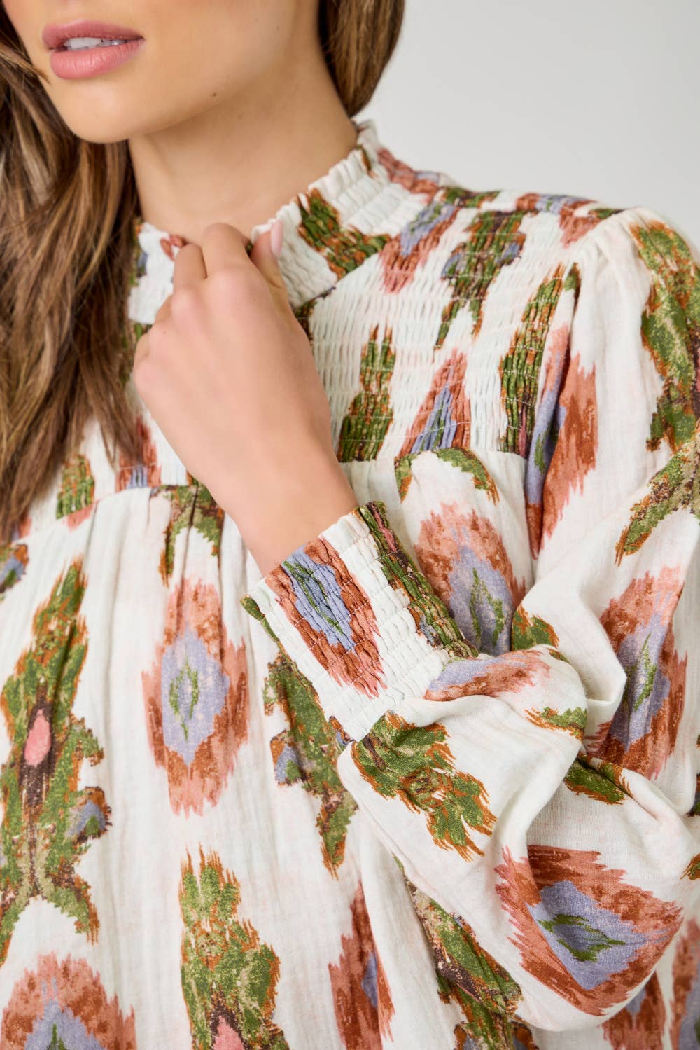 Mae Smock Yoke Printed Blouse