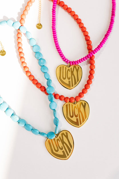 Lucky In Love Stone Necklace - Turquoise