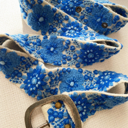 Jenny Krauss Forget-Me-Not Embroidered Wool Belt