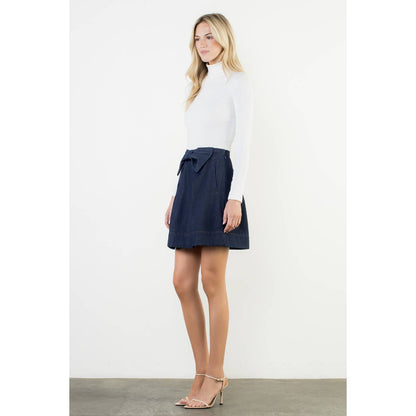 Bow Front A-Line Denim Skirt