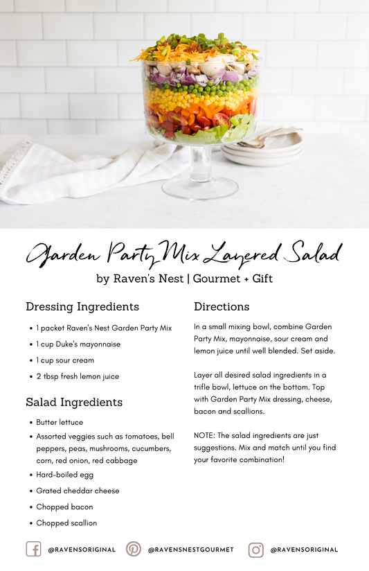 Recipe Cards for Garden Party Mix