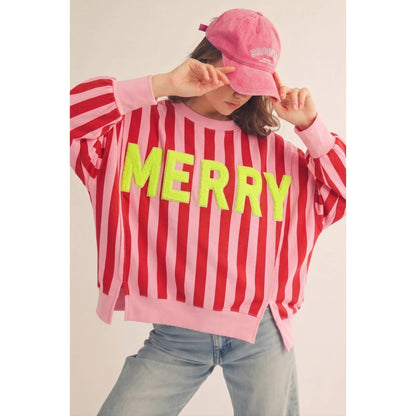 Merry & Bright Striped Sweatshirt