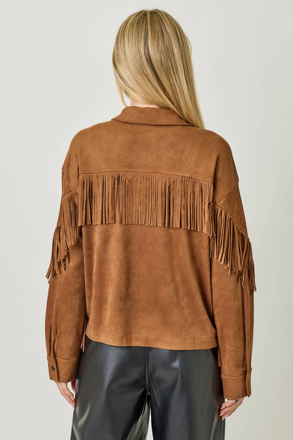 Silas Fringe Back Detail Suede Shirt Jacket