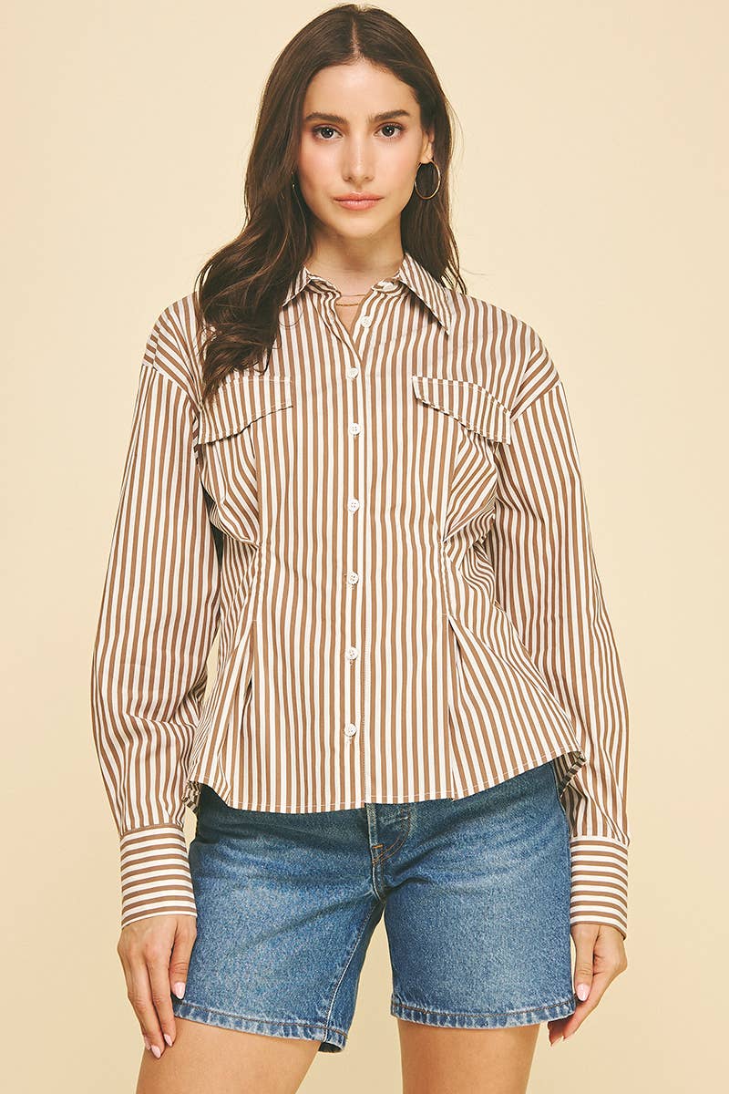 STRIPE TUCKED BUTTON DOWN SHIRTS - 6535T