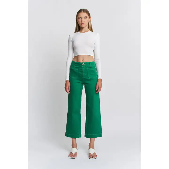 Super High Wide Leg Crop Emerald Jeans
