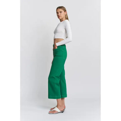 Super High Wide Leg Crop Emerald Jeans