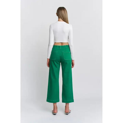 Super High Wide Leg Crop Emerald Jeans
