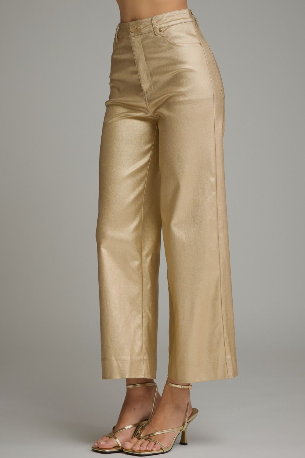 Gold Metallic Wide Leg Pants