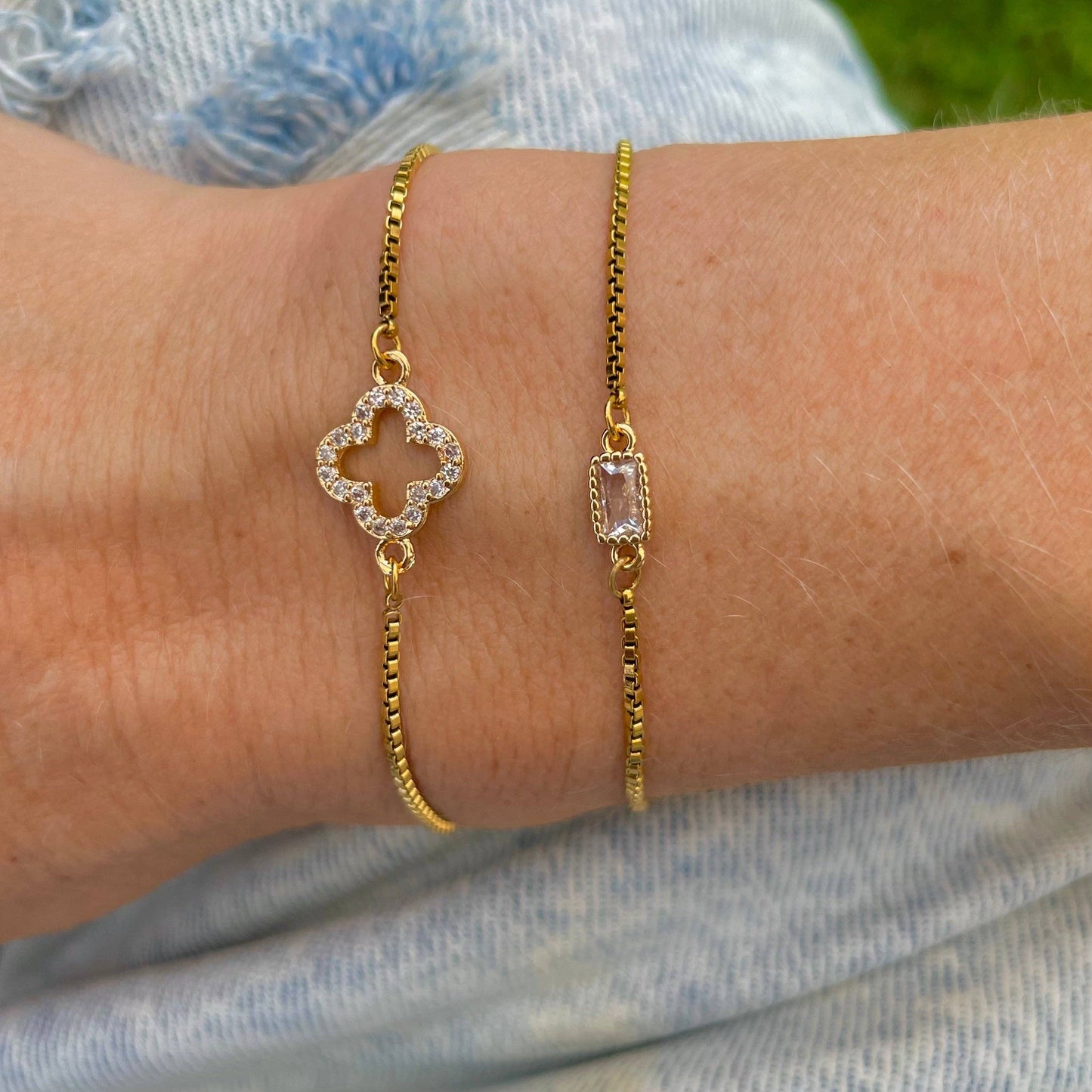 Nikki Smith Crystal Flora Slider Bracelet