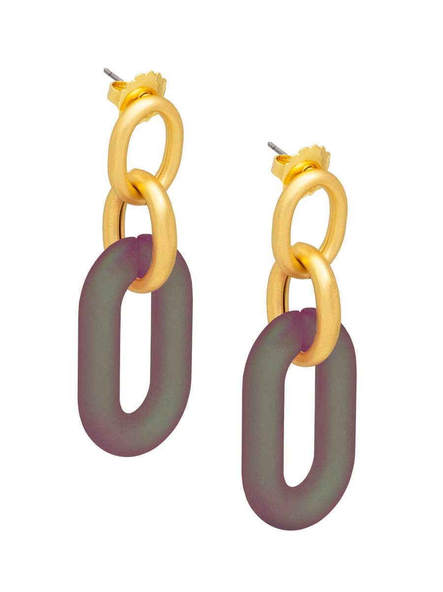 Zenzii Resin Oval Link Drop Earring