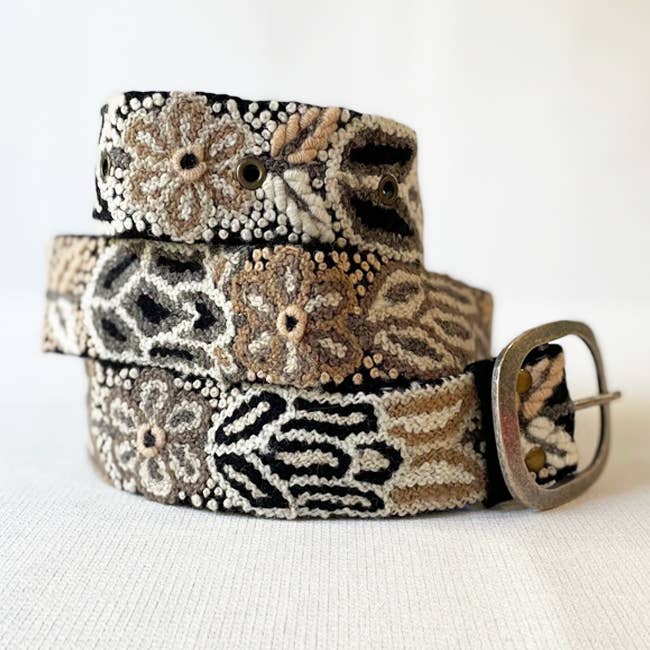 Jenny Krauss Black Monochromatic Embroidered Wool Belt