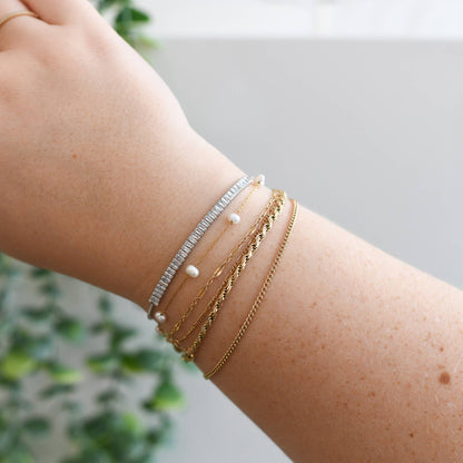 Nikki Smith Silver Baguette Crystal Slider Bracelet