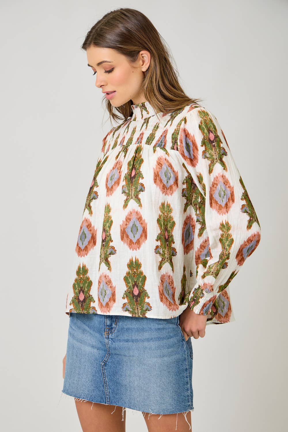 Mae Smock Yoke Printed Blouse