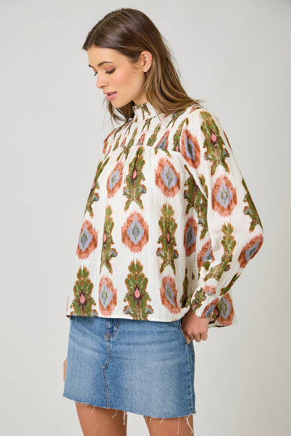 Mae Smock Yoke Printed Blouse