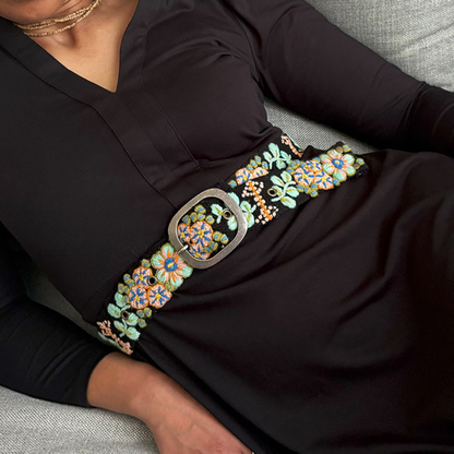 Southwest Walkabout Embroidered Wool Belt