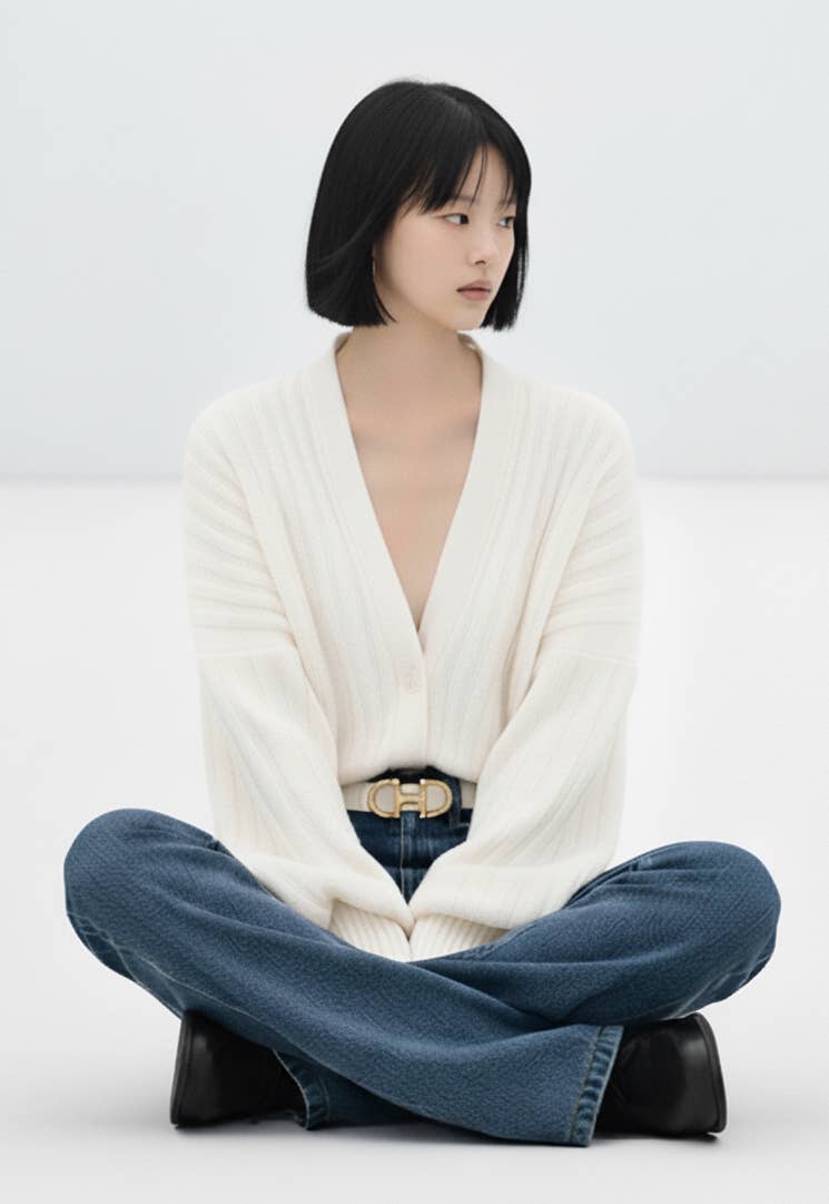 Stitched Clean Leather Belt with Horsebit Buckle