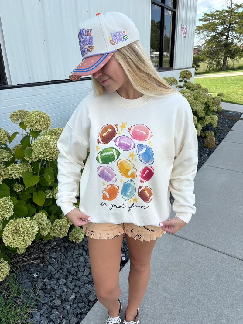Poppy and Pine In Good Fun Footballs Sweatshirt