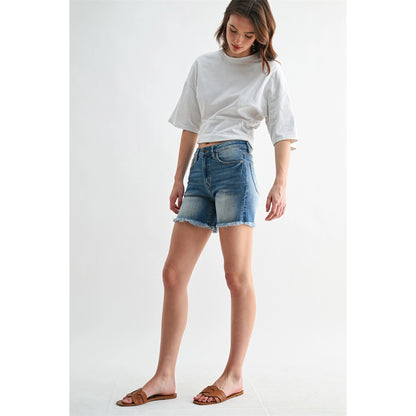 High Rise Shorts W Frayed Hem