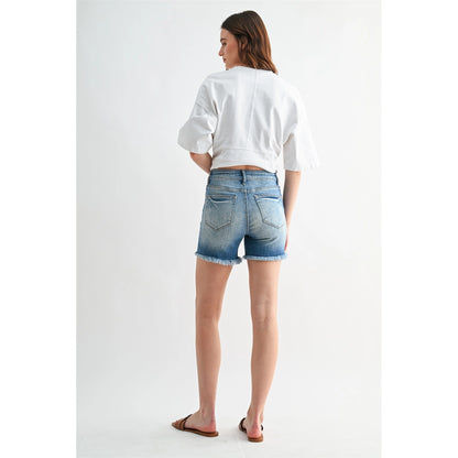 High Rise Shorts W Frayed Hem