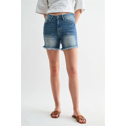 High Rise Shorts W Frayed Hem