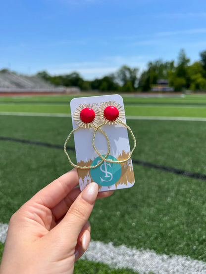 Taylor Shaye Red Sunburst Hoops