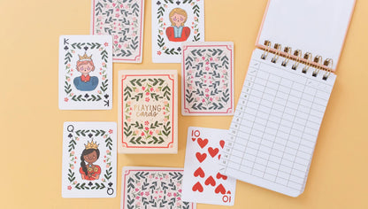 Floral Game Night Set of Playing Cards & Scorekeeping Notebook