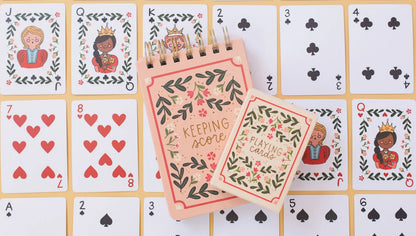 Floral Game Night Set of Playing Cards & Scorekeeping Notebook