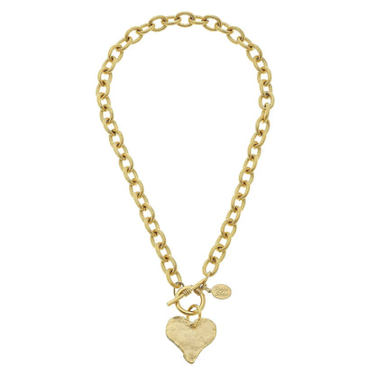 Susan Shaw Gold Heart Toggle Necklace
