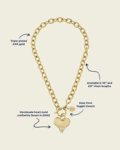 Susan Shaw Gold Heart Toggle Necklace