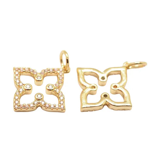 Gold Pave Four Point Flower Charm