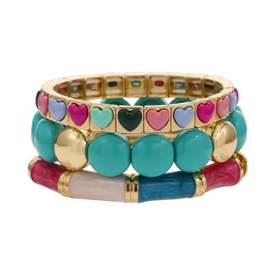 Heart Mint Build a Stack Bracelets