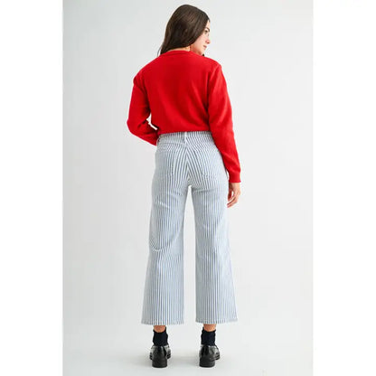 High Rise Wide Crop Stripe Jeans