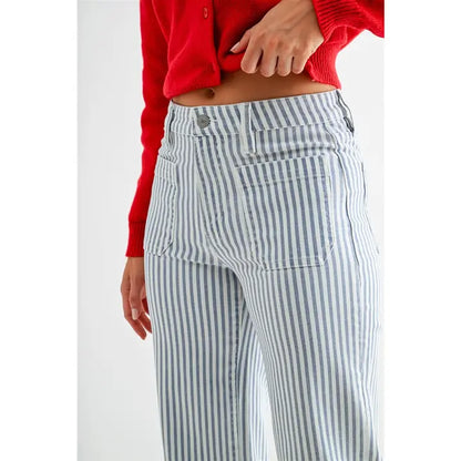 High Rise Wide Crop Stripe Jeans