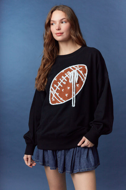 Bow Twill Football Sweatshirt